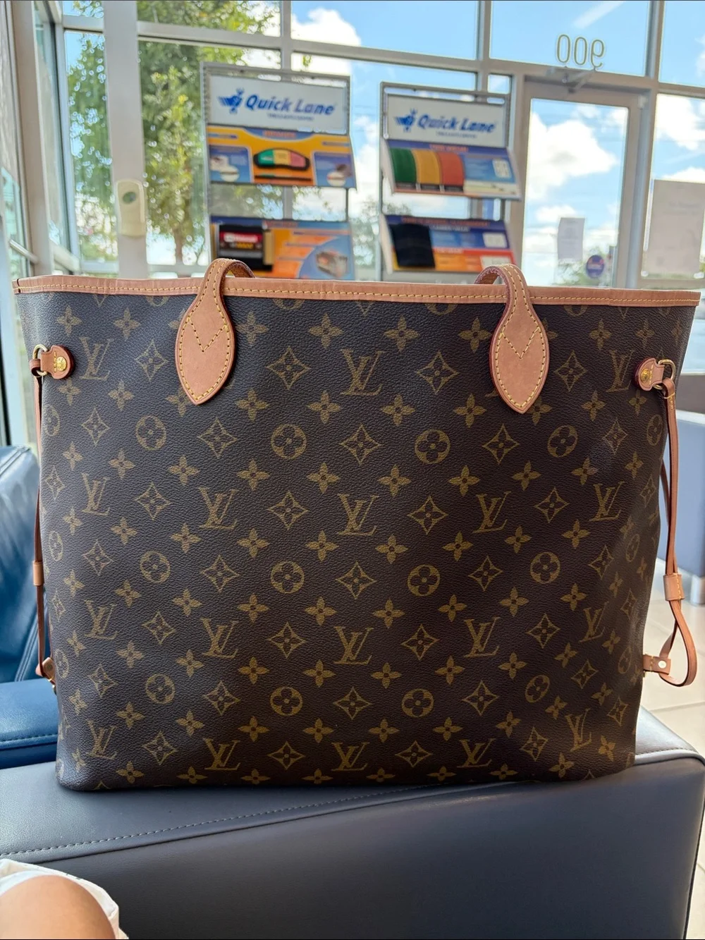 Louis Vuitton Brown Monogram Canvas Tote with Natural Leather Trim